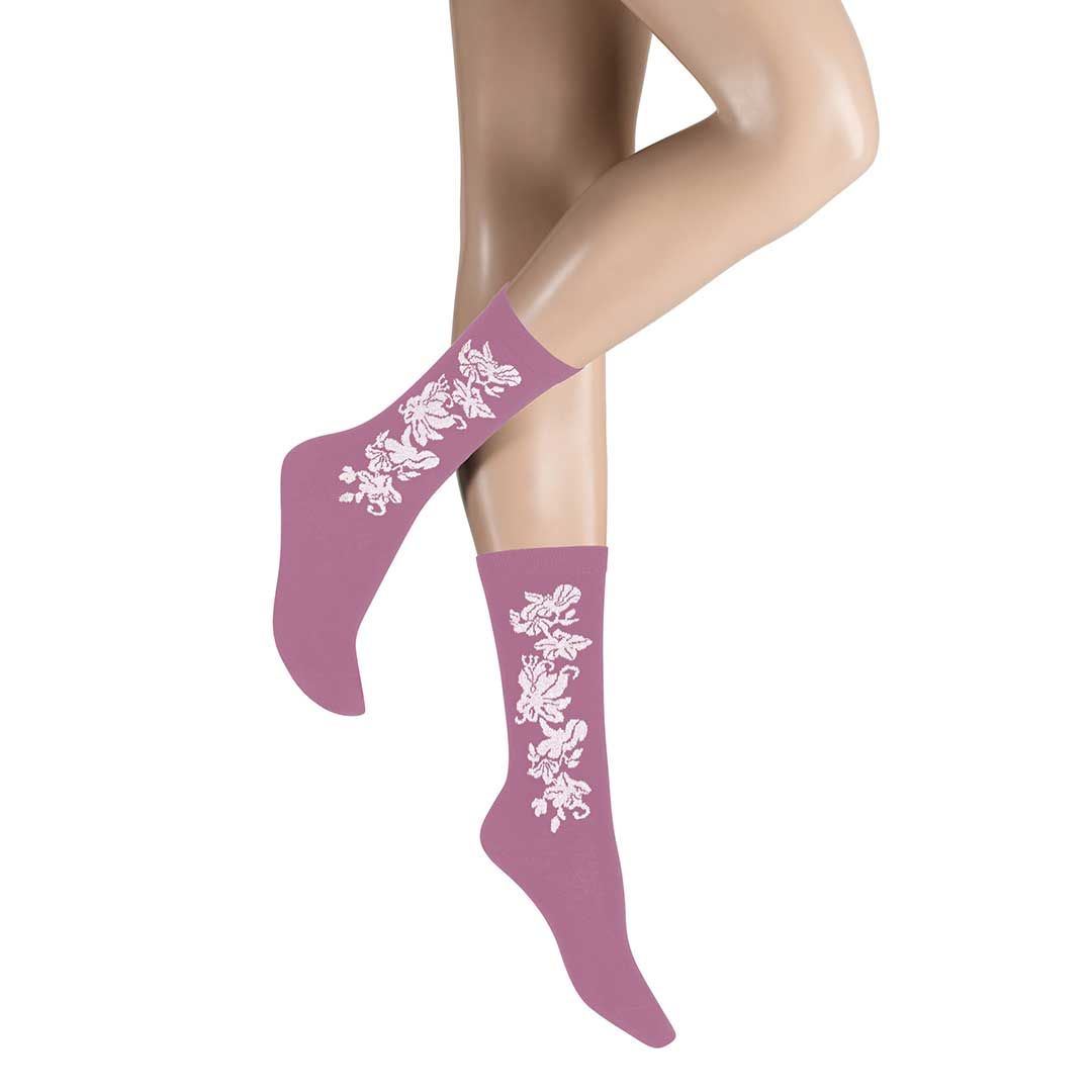 Fourish Rosewood (Pink/Violett) Socke mit dekorativen Elementen - KUNERT