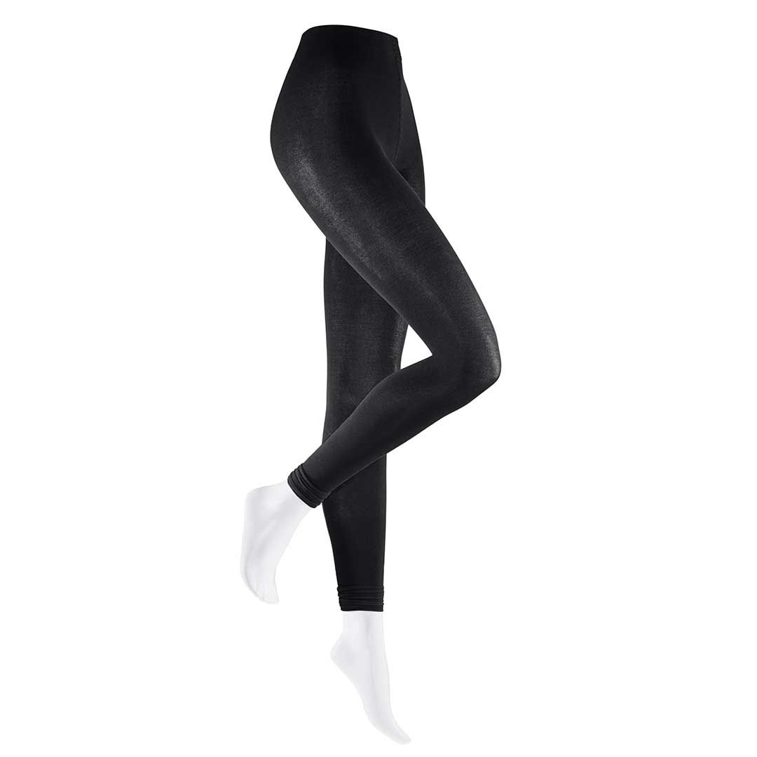 SUBTLE PLISSE Black (Schwarz) Leggings mit Plissee-Falten am Abschlussband - KUNERT