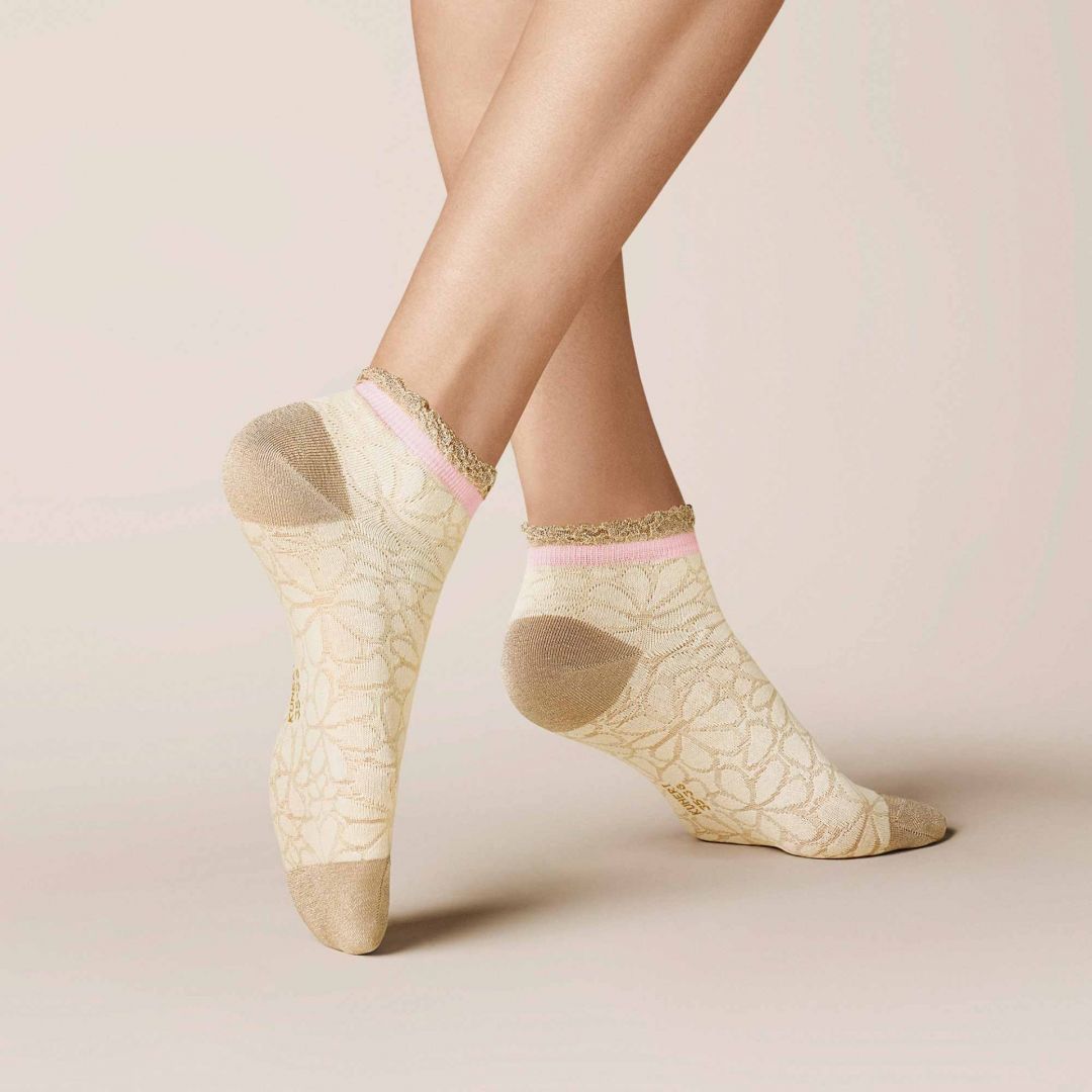 FLORAL STRUCTURE  Damen Sneaker Socken mit floralem Muster - KUNERT